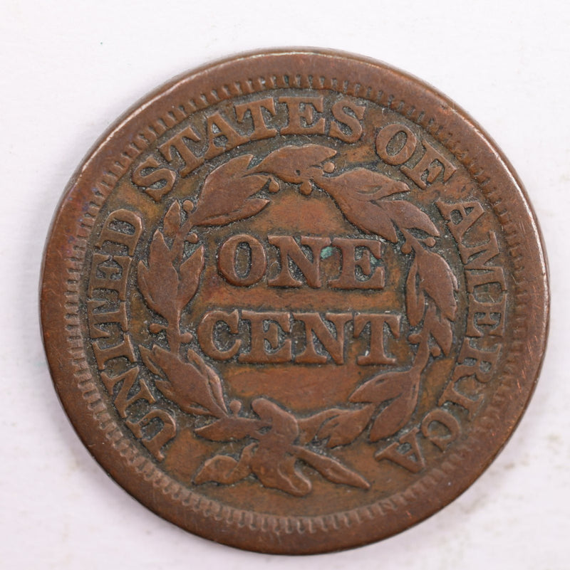 1847 Braided Hair., Large Cent., Fine Circulated Coin., Store Sale