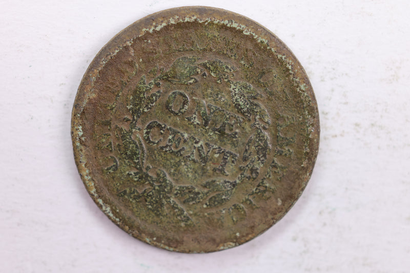 1849 Braided Hair., Large Cent., About Good Details Circulated Coin., Store Sale