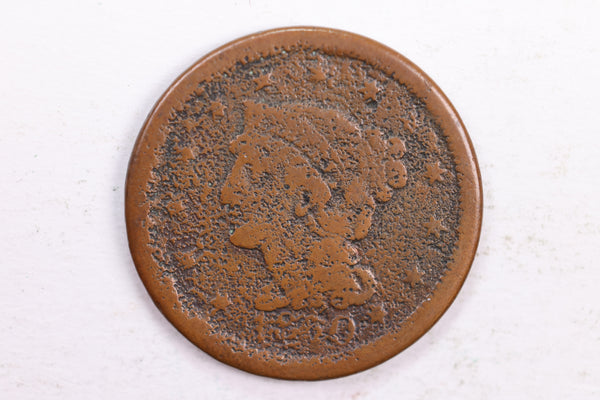 1850 Braided Hair., Large Cent., Good Details, Circulated Coin., Store Sale #CT0156