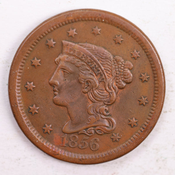 1856 Braided Hair., Large Cent., Extra Fine Circulated Coin., Store Sale #CT0164