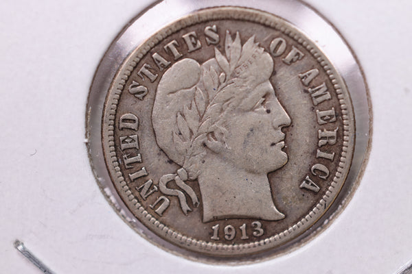 1913 Barber Silver Dime., V.F., Store Sale #19621