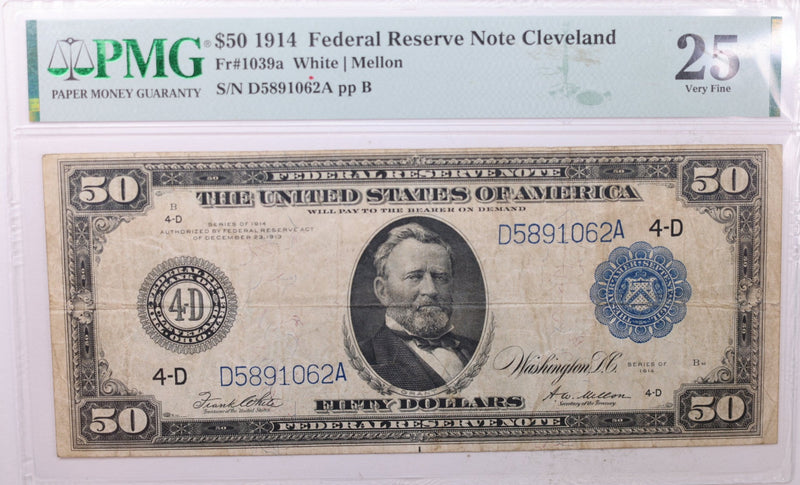 1914 $50., Federal Reserve Note., PMG VF-25., GFRB011