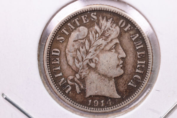 1914 Barber Silver Dime., V.F., Store Sale #19646