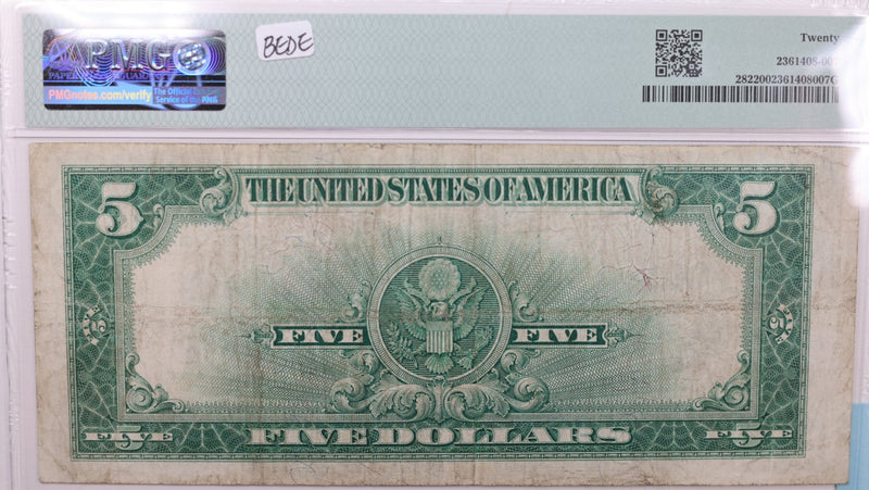 1923 $5 Silver Certificate., "PORT HOLE"., PMG VF-20., Store