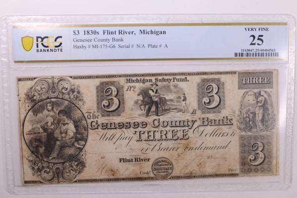 1830's Flint River, MI., Obsolete., PCGS Currency., VF-25., Store # GMI008