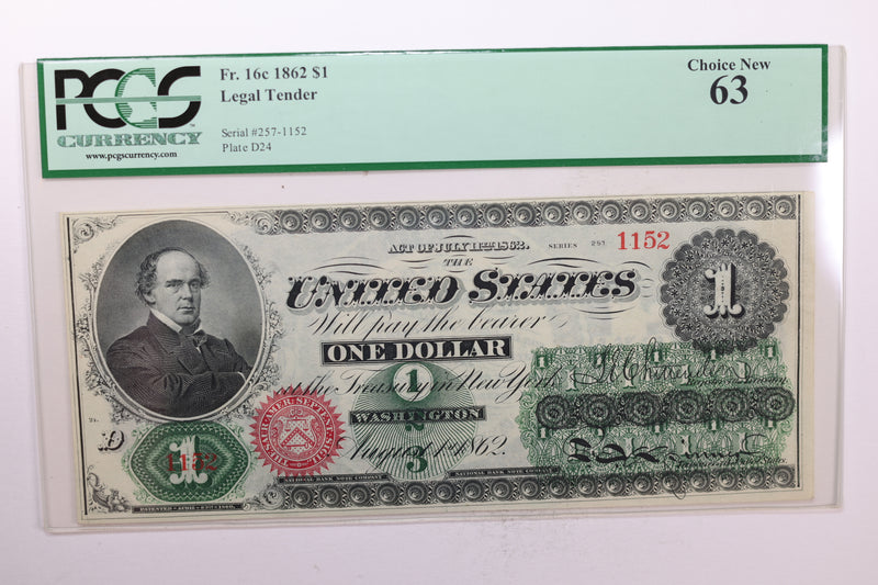 1862 $1., Legal Tender Note., PCGS Currency CU-63., Store