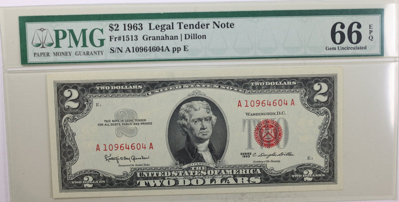 1963 $2., Legal Tender Note., PMG Currency CU-66., EPQ., Store