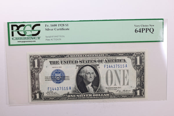 1928 $1., Silver Certificate., PCGS Currency CU-64., PPQ., Store #GSC002