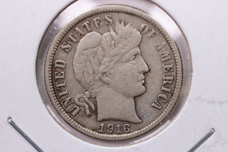 1916 Barber Silver Dime., V.F., Store Sale