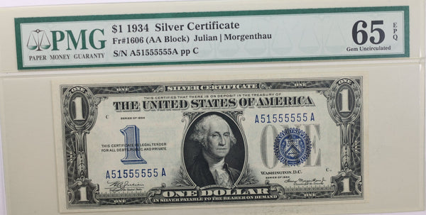 1934 $1., Silver Certificate., PMG Currency CU-65., EPQ., Store #GSC003