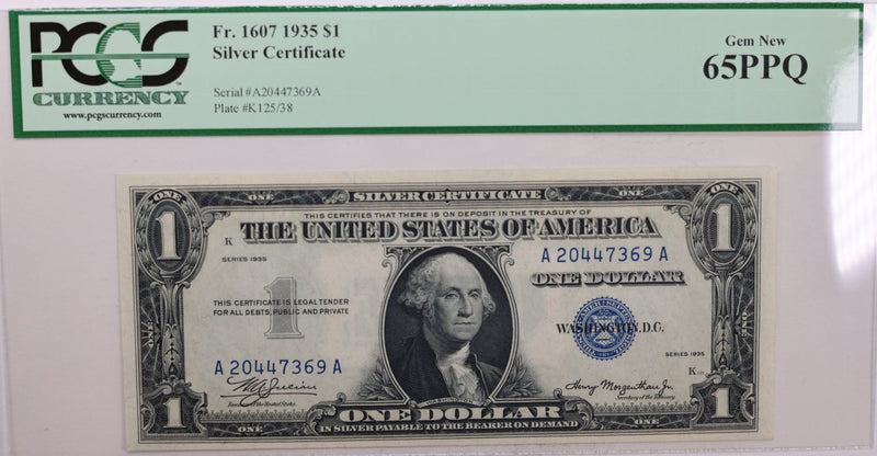 1935 $1., Silver Certificate., PCGS Currency CU-65., PPQ., Store