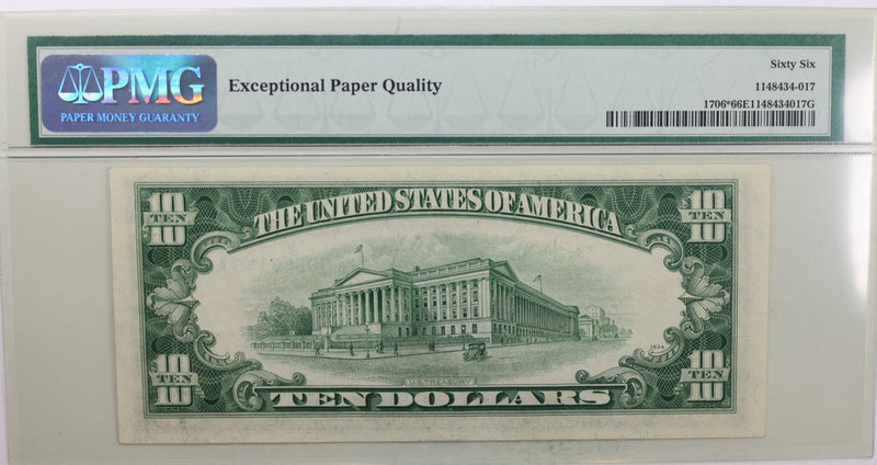 1953 $10 Star Note., Silver Certificate., PCGS Currency CU-66., PPQ., Store