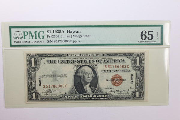 1935A $1., Silver Certificate., "HAWAII"., PMG Currency CU-65., EPQ., Store #GSC011