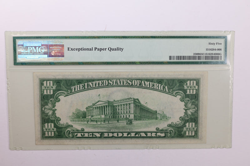 1934A $10., Silver Certificate., "North Africa"., PMG Currency CU-65., EPQ., Store