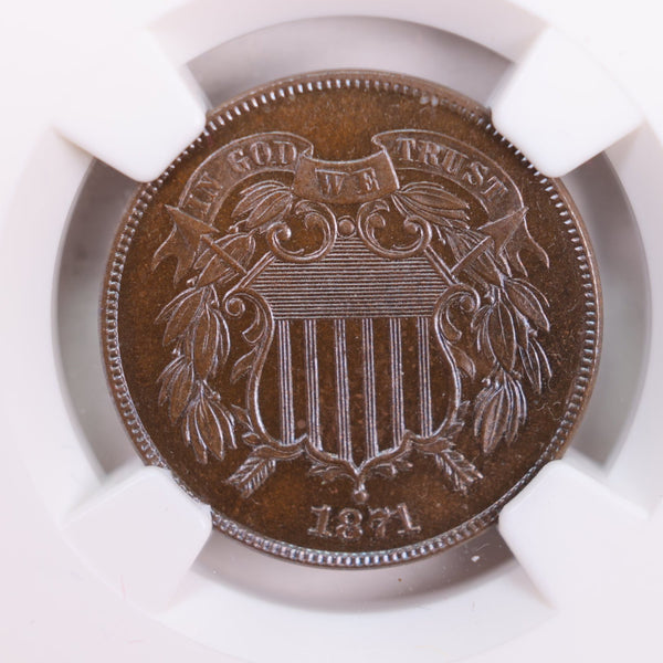 1871 Two Cent Piece., "PROOF STRIKE"., NGC PF-66 Brown., Store #G2C001