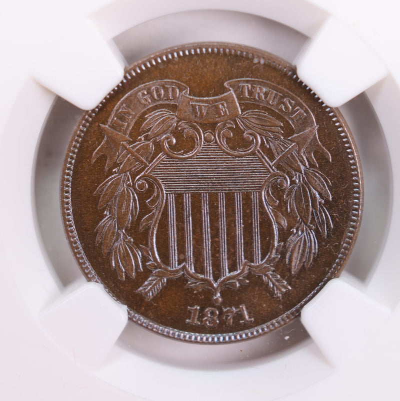 1871 Two Cent Piece., "PROOF STRIKE"., NGC PF-66 Brown., Store