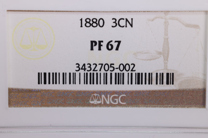 l880 3 Cent Nickel., "PROOF STRIKE"., NGC PF-67., Store