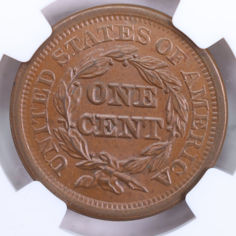 1851 Braided Hair Large Cent., NGC MS 65 Brown., Store