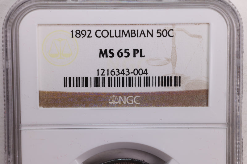 1892 Columbian Half Dollar., Silver Commemorative., NGC MS-65 PL., Store