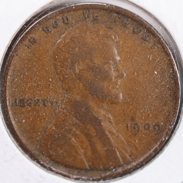 1909 Lincoln Wheat Cent, Very Fine+ Circulated Coin, Store #CT0126