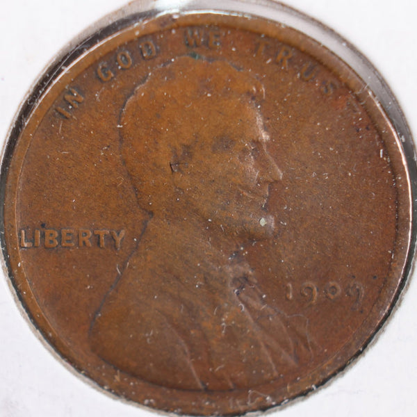 1909 Lincoln Wheat Cent, Very Fine Circulated Coin, Store #CT0128