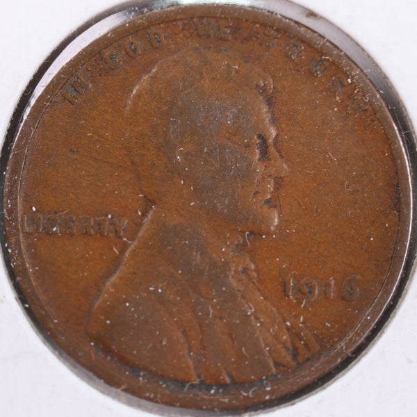 1916 Lincoln Wheat Cent, Very Fine Circulated Coin, Store #CT0236