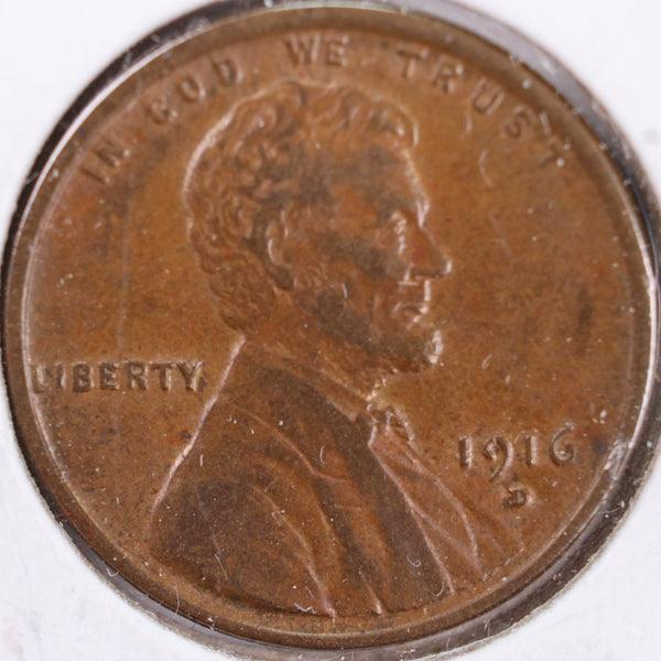 1916-D Lincoln Wheat Cent, About Uncirculated Coin, Store #CT0239