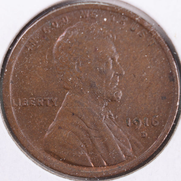 1916-D Lincoln Wheat Cent, About Uncirculated Coin, Store #CT0240