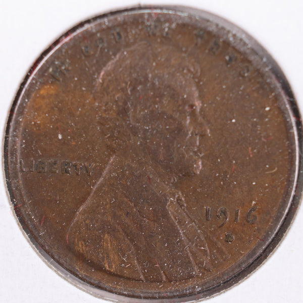 1916-D Lincoln Wheat Cent, Very Fine Circulated Coin, Store #CT0241