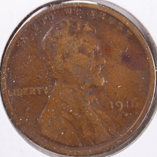 1916-D Lincoln Wheat Cent, Fine Circulated Coin, Store #CT0242