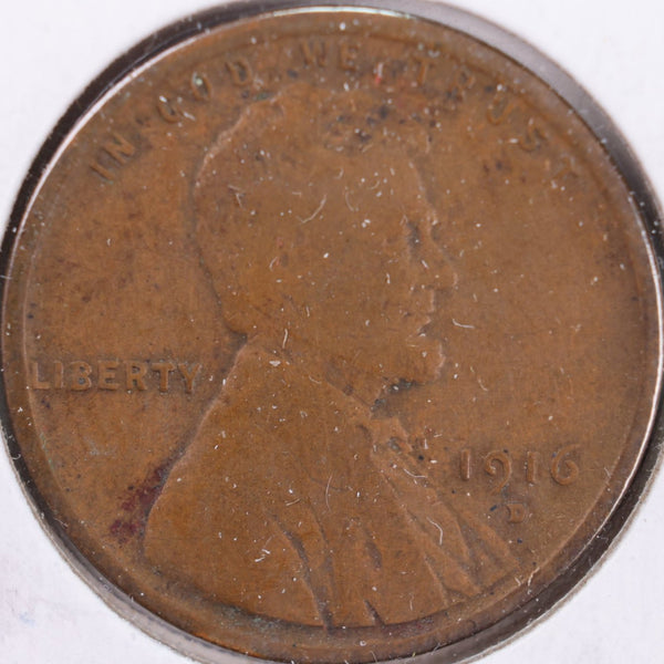 1916-D Lincoln Wheat Cent, Fine Circulated Coin, Store #CT0243