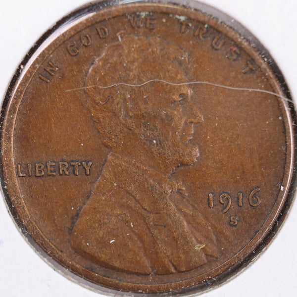 1916-S Lincoln Wheat Cent, Extra Fine+ Circulated Coin, Store #CT0246