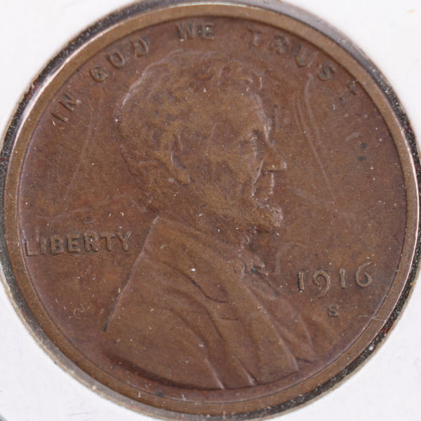 1916-S Lincoln Wheat Cent, Extra Fine Circulated Coin, Store #CT0247