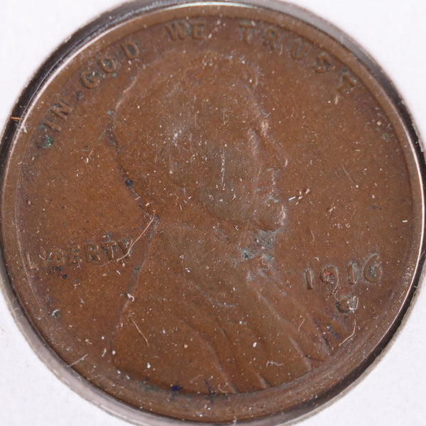 1916-S Lincoln Wheat Cent, Fine Circulated Coin, Store #CT0255