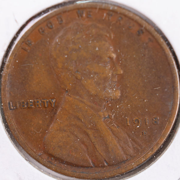 1918-D Lincoln Wheat Cent, About Uncirculated Coin, Store #CT0278