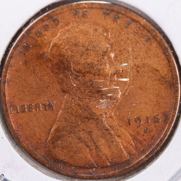 1918-D Lincoln Wheat Cent, Very Fine Circulated Coin, Store #CT0279