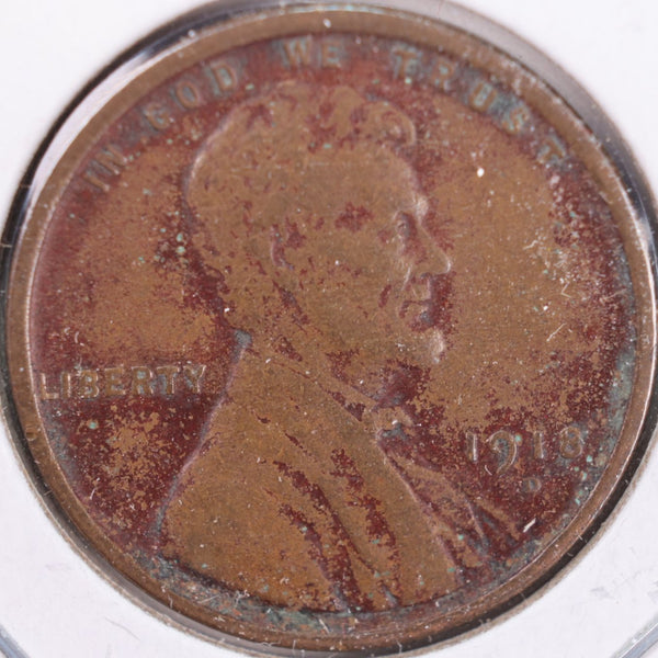 1918-D Lincoln Wheat Cent, Very Fine Circulated Coin, Store #CT0281