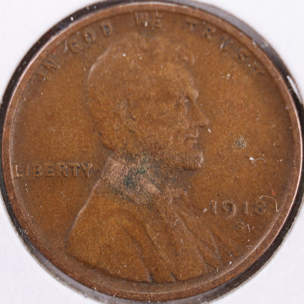 1918-S Lincoln Wheat Cent, Fine Circulated Coin, Store #CT0282