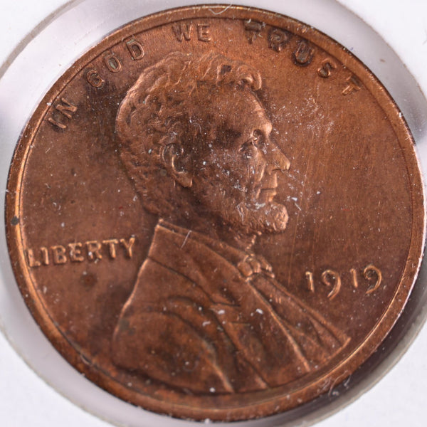 1919 Lincoln Wheat Cent, Mint State RB Uncirculated Coin, Store #CT0289