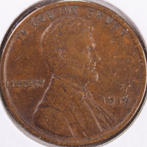 1919 Lincoln Wheat Cent, About Uncirculated Coin, Store #CT0294