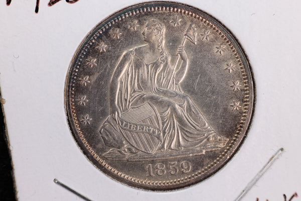 1859 Liberty Seated Half Dollar, Affordable Uncirculated Coin. Store Sale #23080933