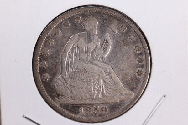 1859-O Liberty Seated Half Dollar, Affordable Circulated Coin. Store Sale #23080935