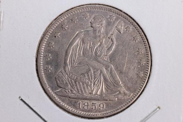 1859-O Liberty Seated Half Dollar, Affordable Circulated Coin. Store Sale #23080936