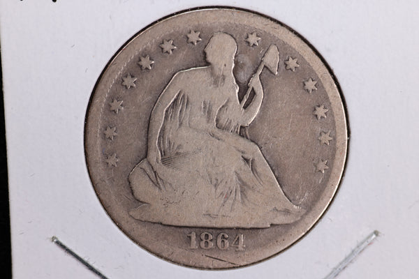 1864-S Liberty Seated Half Dollar, Affordable Circulated Coin. Store Sale #23080950