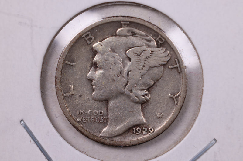 1929-S Mercury Silver Dime., Very Fine., Store