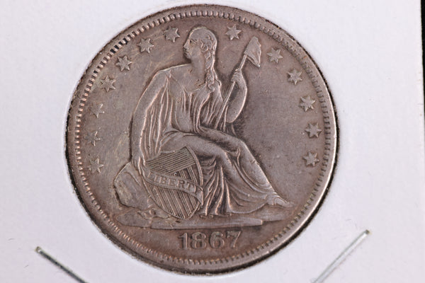 1867-S Liberty Seated Half Dollar, Affordable Circulated Coin. Store Sale #23080958