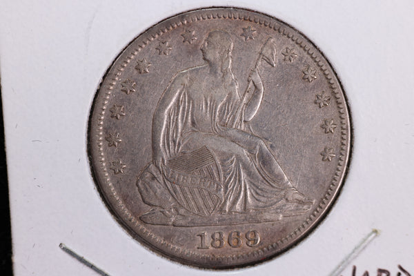 1869 Liberty Seated Half Dollar, Affordable Circulated Coin. Store Sale #23080959