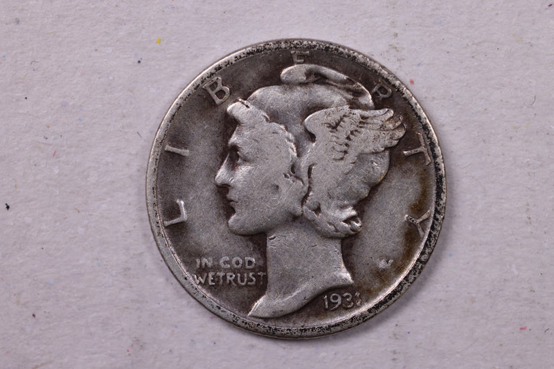 1931 Mercury Silver Dime., Fine., Store