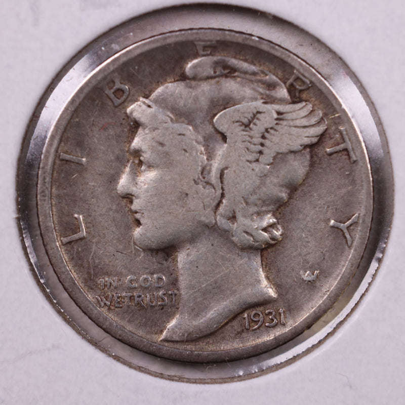 1931-D Mercury Silver Dime., Very Fine., Store