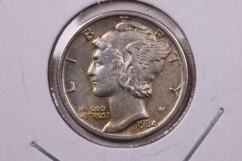 1934 Mercury Silver Dime., A.U., Store